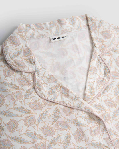 Pijama largo camisero viscosa solta rosa