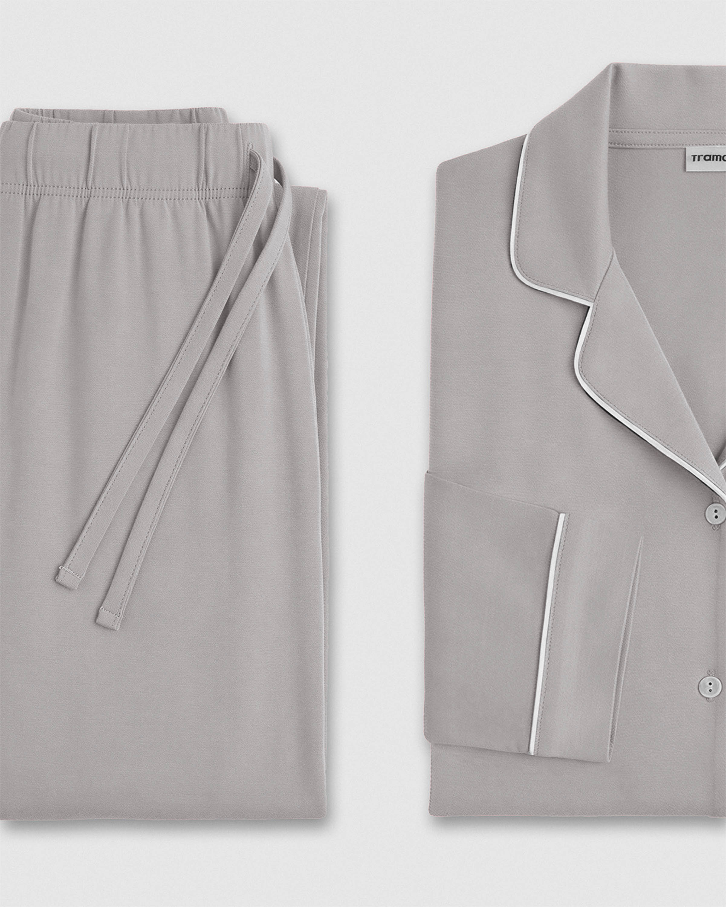 Pyjama chemise à manches longues en maille viscose pour femme, gris