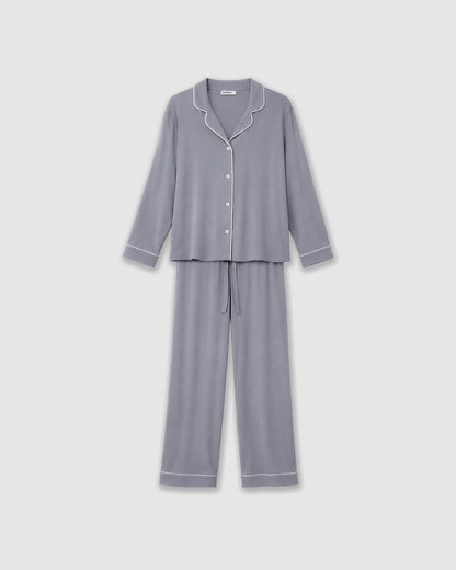 Pijama largo camisero viscosa índigo