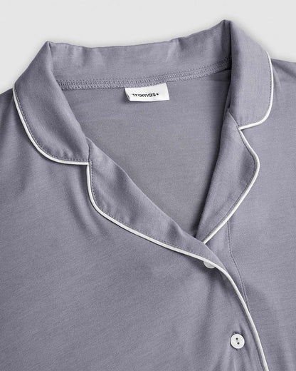 Pijama largo camisero viscosa índigo
