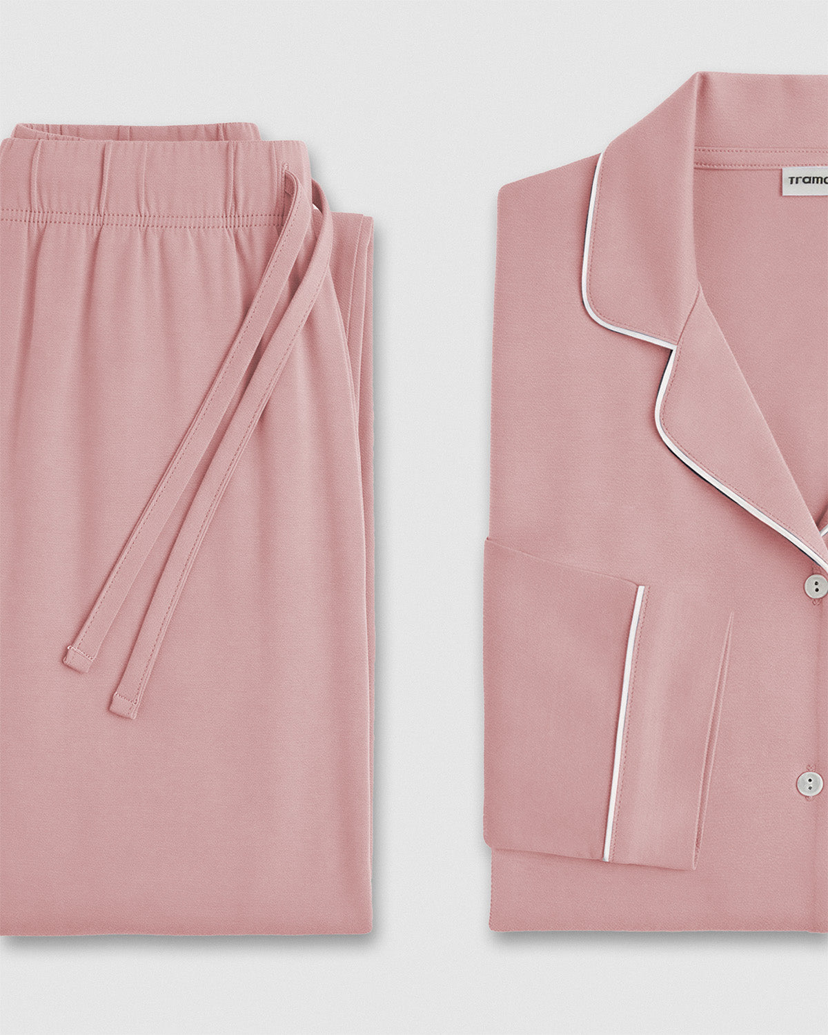 Pyjama chemise à manches longues en maille viscose pour femme, couleur rose mauve