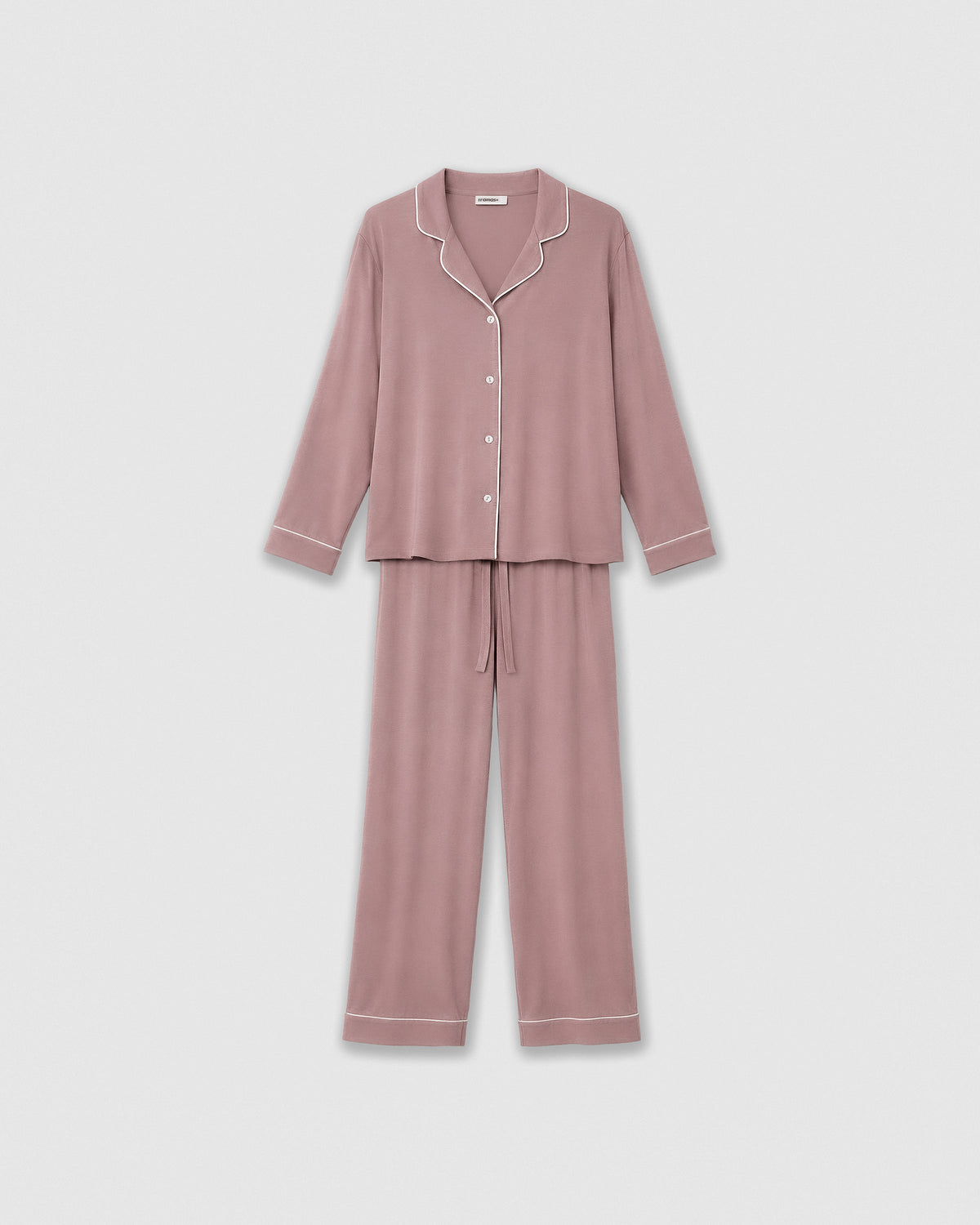 Pijama largo camisero premamá viscosa punto rosa