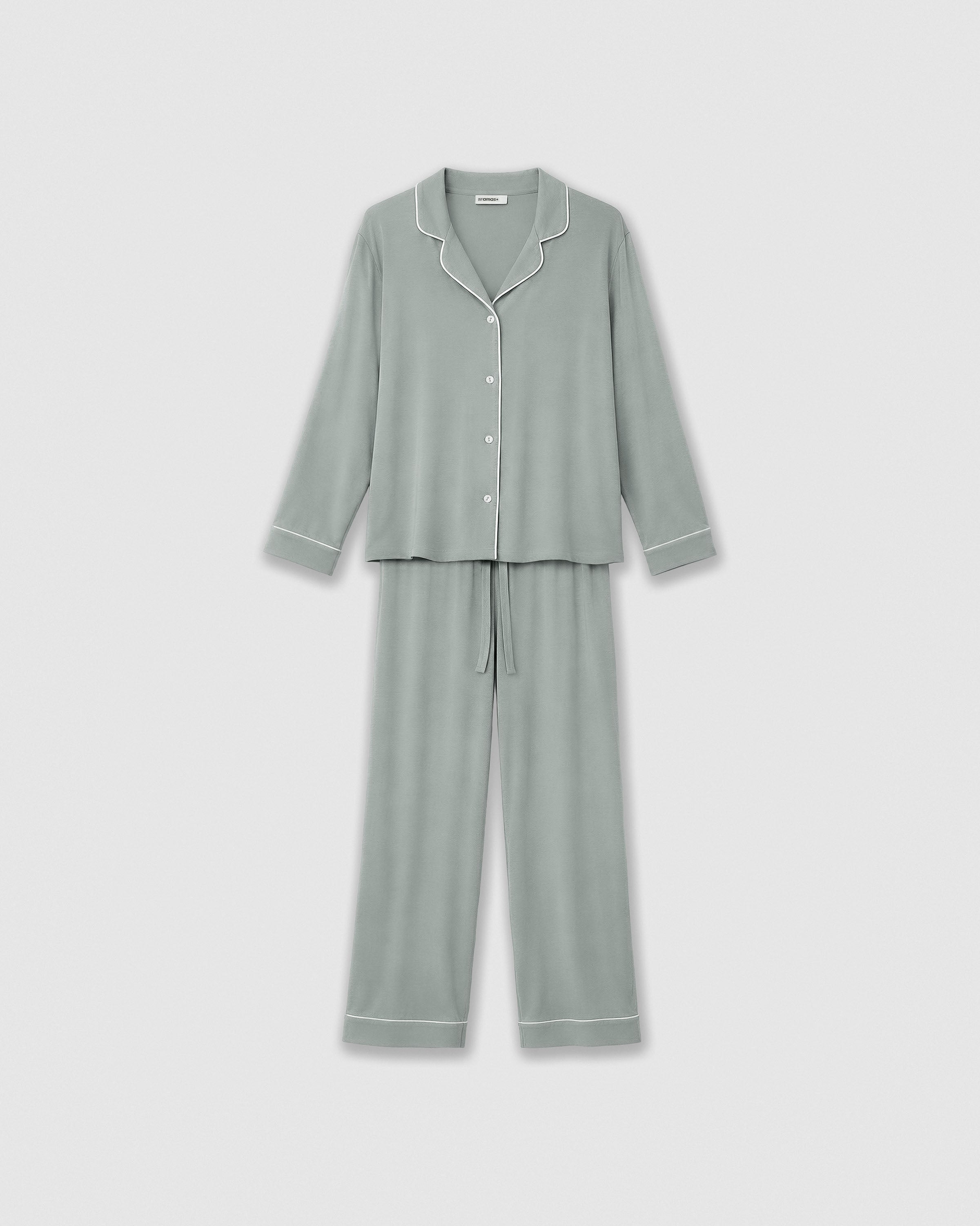 Pyjama-chemise à manches longues en maille viscose pour femme Keike, vert