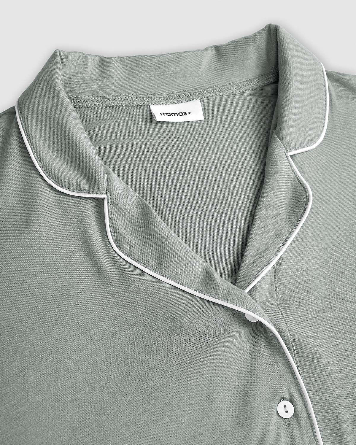 Pijama largo camisero viscosa verde keike