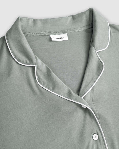 Pijama largo camisero viscosa verde keike