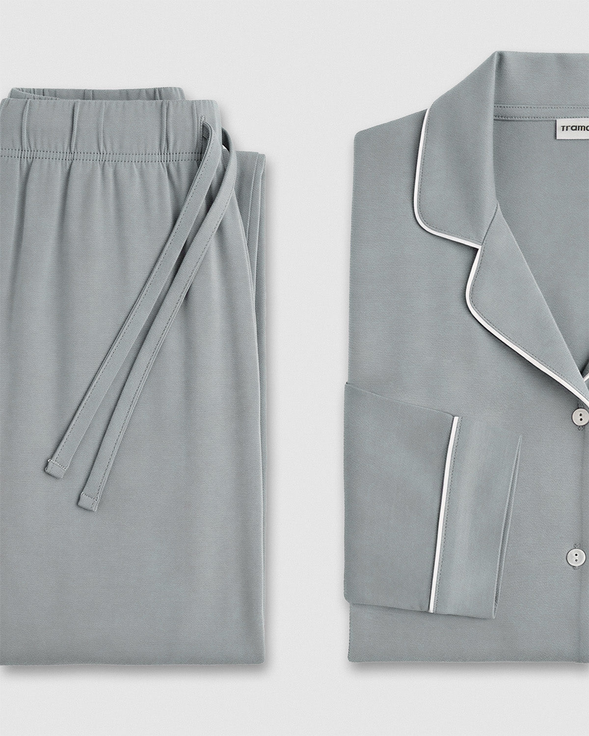 Pijama largo camisero viscosa punto azul agua