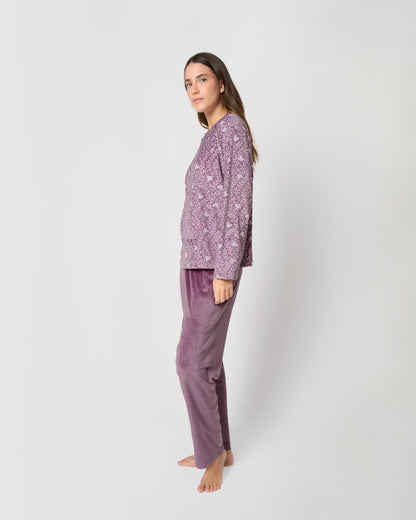 Pijama terciopelo super soft essenza berenjena