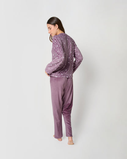 Pijama terciopelo super soft essenza berenjena