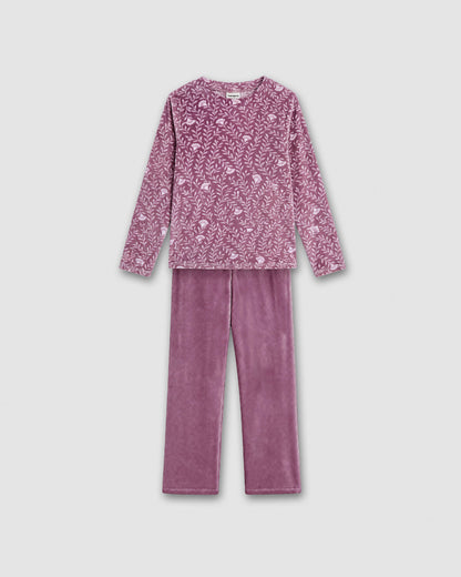 Pijama terciopelo super soft essenza berenjena