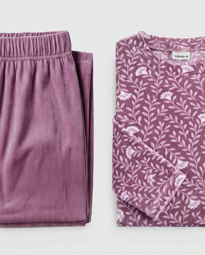 Pijama terciopelo super soft essenza berenjena