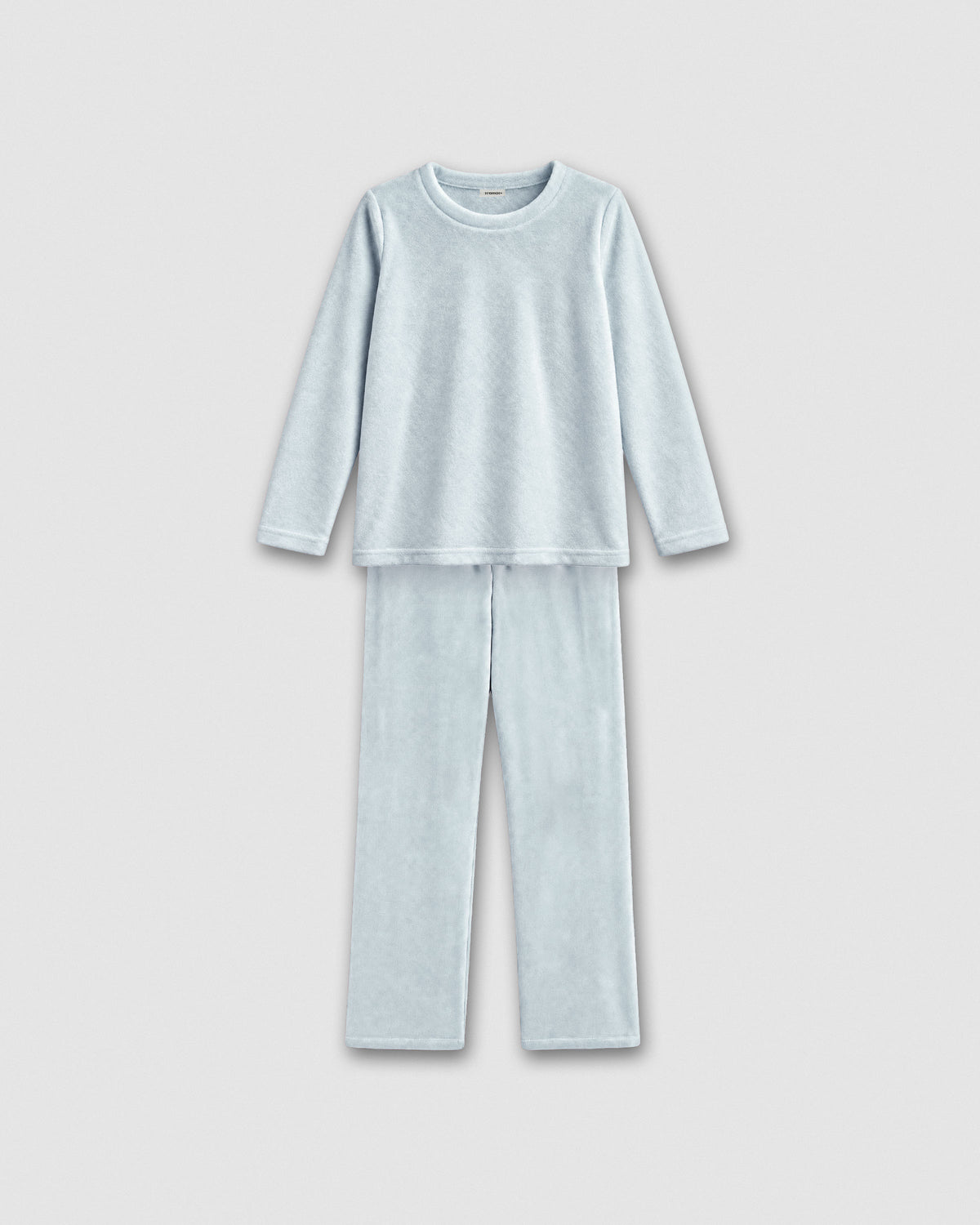 Pyjama en velours uni ultra doux, bleu clair