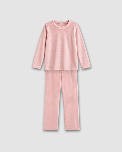 Pijama de veludo super soft liso rosa palo