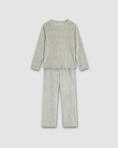 Pijama terciopelo super soft jua verde claro