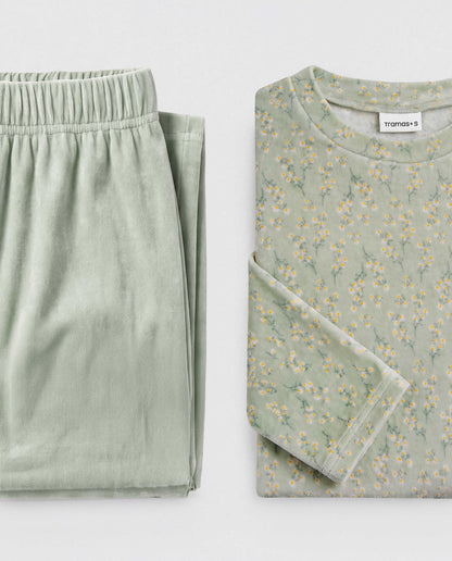 Pijama terciopelo super soft jua verde claro