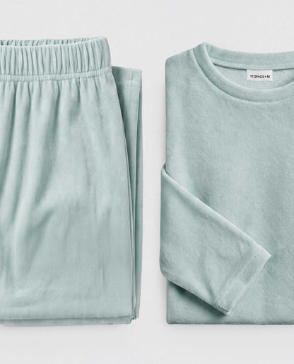 Pijama terciopelo super soft verde tiffany