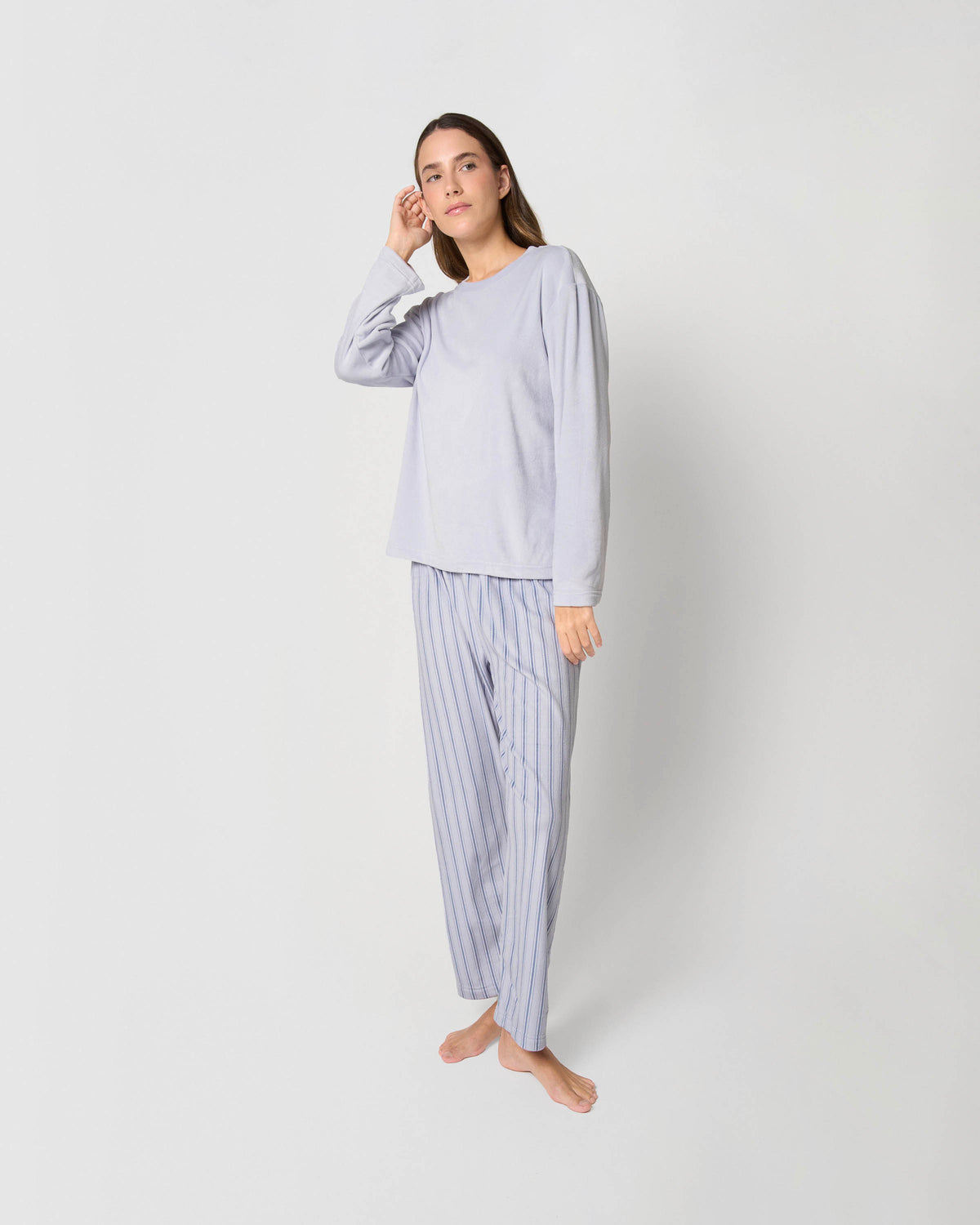 Pijama terciopelo super soft raya auna índigo