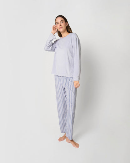 Pijama terciopelo super soft raya auna índigo