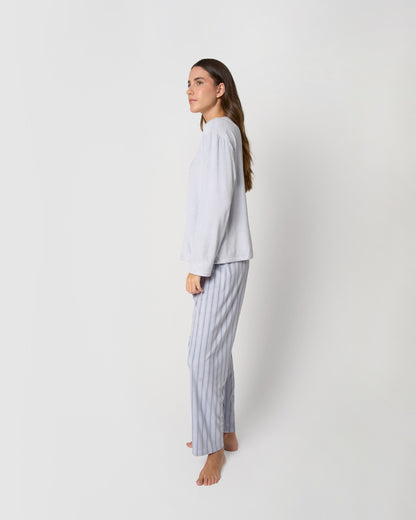 Pijama terciopelo super soft raya auna índigo