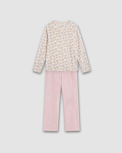 Pijama terciopelo super soft solta rosa