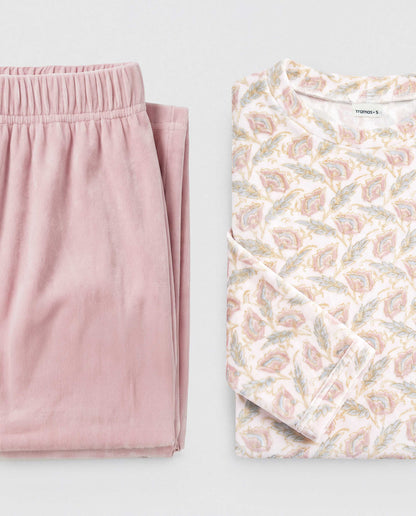Pijama terciopelo super soft solta rosa