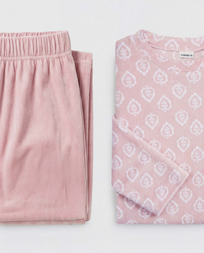 Pijama terciopelo super soft upepo rosa