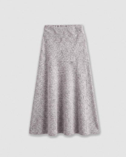 Falda midi viscosa evasé angorina gris claro