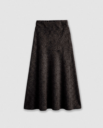 Falda midi viscosa evasé angorina gris marengo