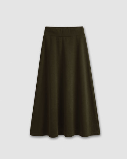 Falda midi viscosa evasé angorina verde