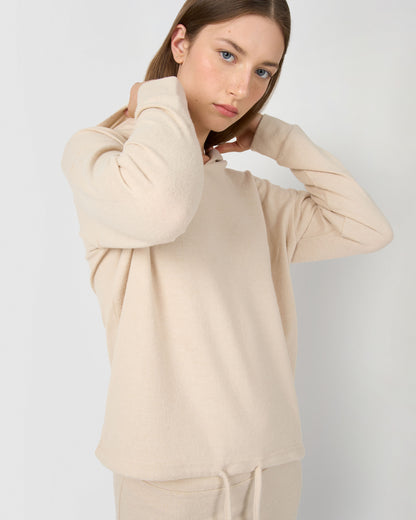 Sudadera capucha angorina beige