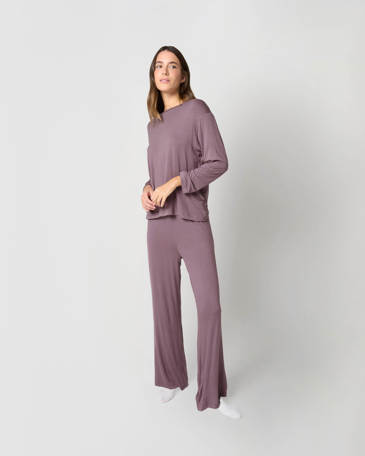 Pijama largo viscosa berenjena