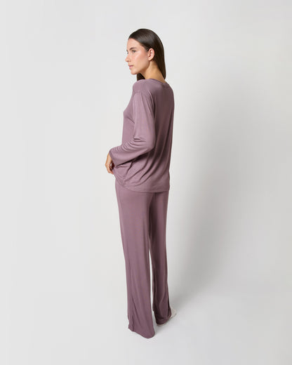 Pijama largo viscosa berenjena