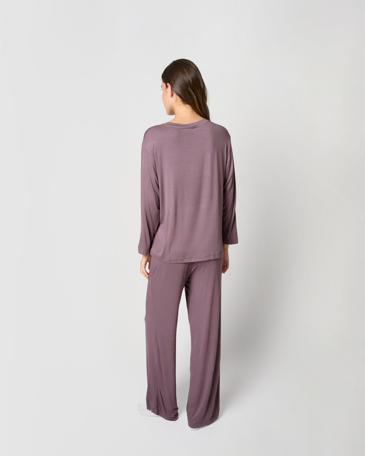 Pijama largo viscosa berenjena