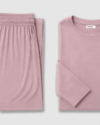 Pijama largo viscosa rosa