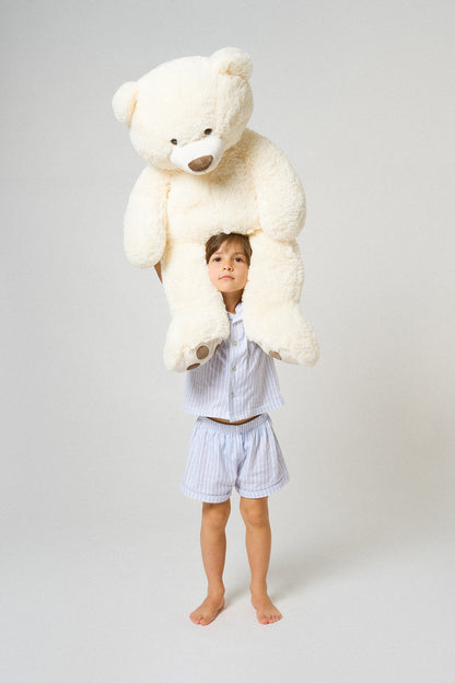 Pigiama corto a camicia bambino cotone a righe Ferdinando celeste