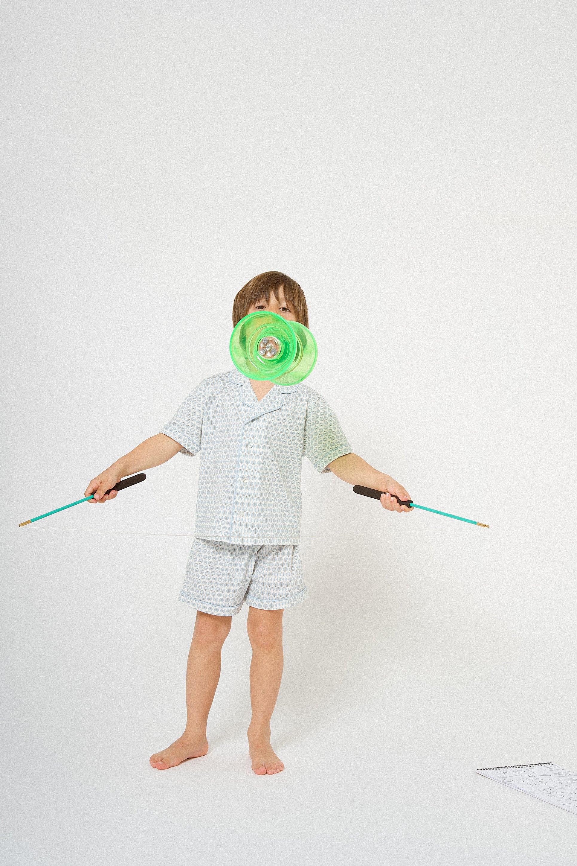 Pigiama corto per bambini, in cotone color indaco