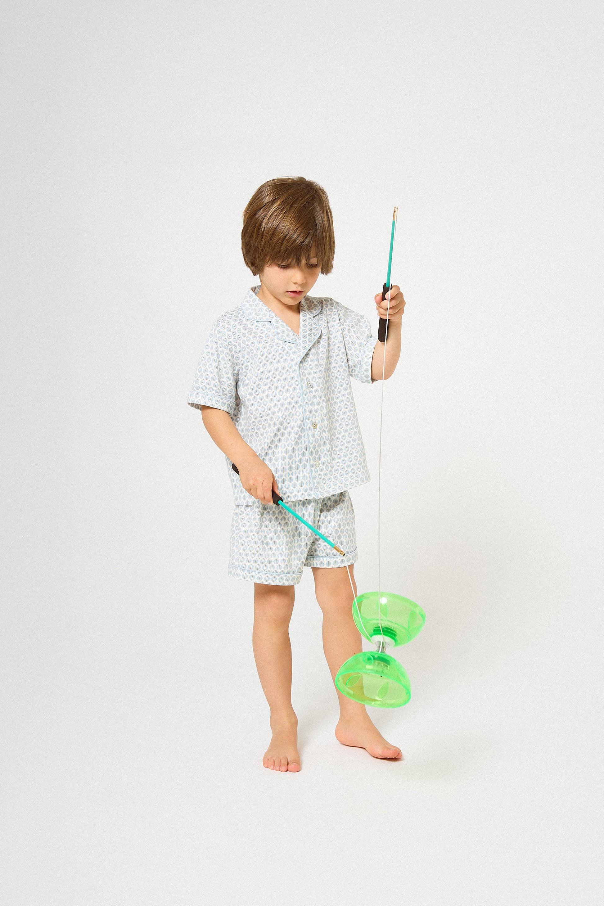 Pigiama corto per bambini, in cotone color indaco