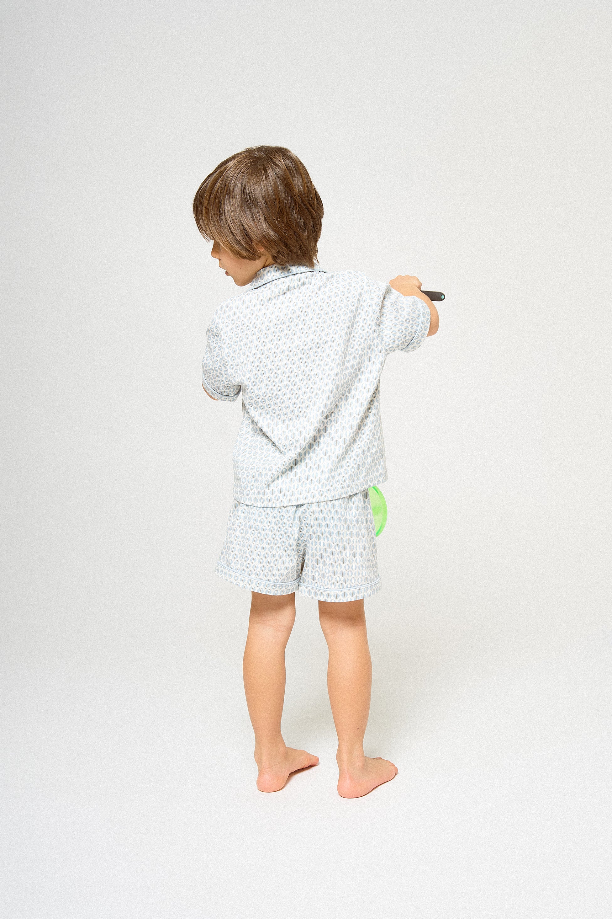 Pigiama corto per bambini, in cotone color indaco