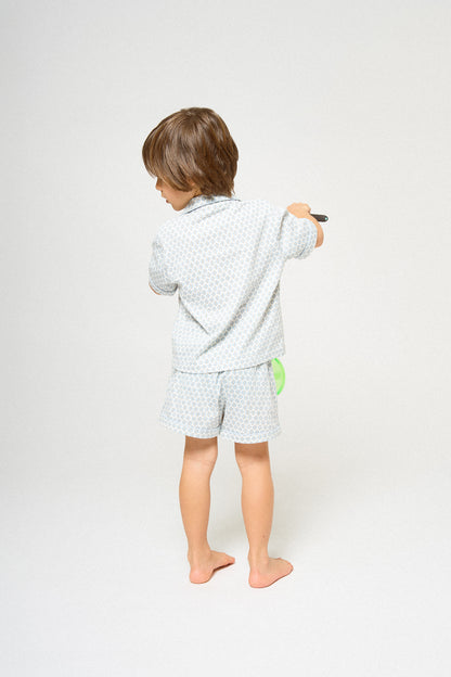 Pigiama corto per bambini, in cotone color indaco