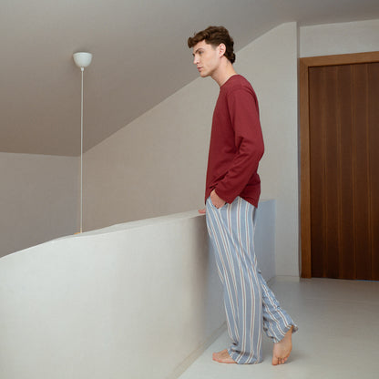 Pijama largo de algodón johan burdeos