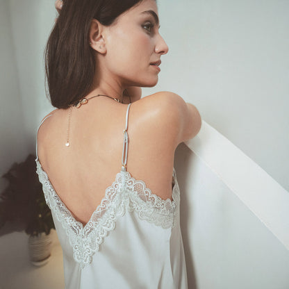 Camisón midi satén verde tiffany