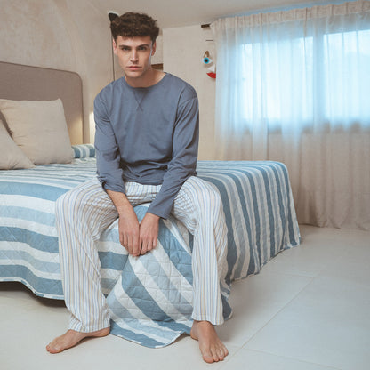 Pijama comprido de algodão Bill Indigo