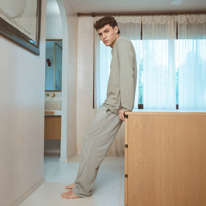 pijama comprido de algodão verde