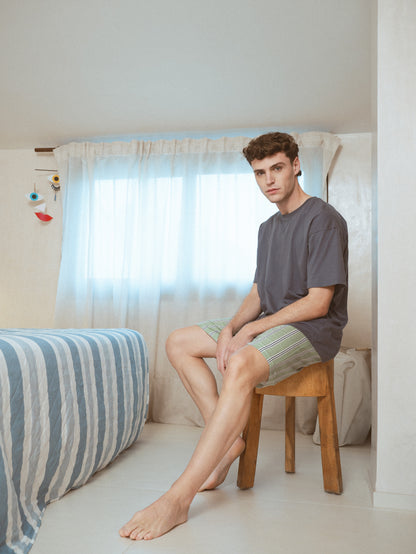 Pigiama corto in cotone blu navy