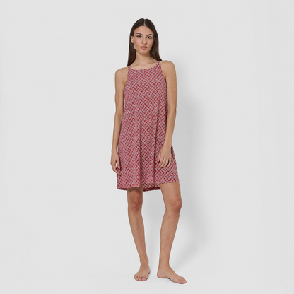 Camisón corto tirantes crepe neville fresa