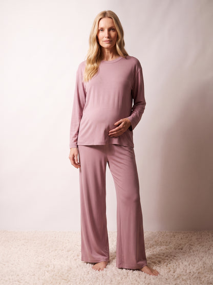 Pijama largo premamá viscosa berenjena