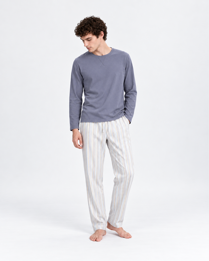 Pijama largo de algodón raya bill indigo